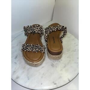 Youth Size Pierre Dumas Girls Leopard Print Espadrille Platform Sandals